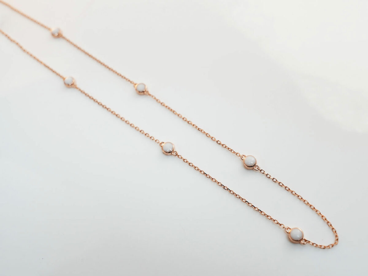 breastmilk jewelry fine dainty chain with six 4mm discs filled with breastmilk from KeepsakeMom