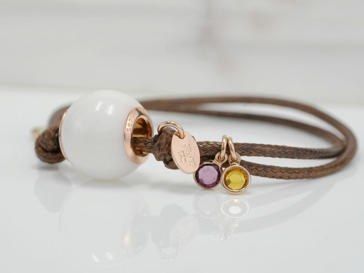 breastmilk jewelry bead with rosegold birth charm keepsakemom