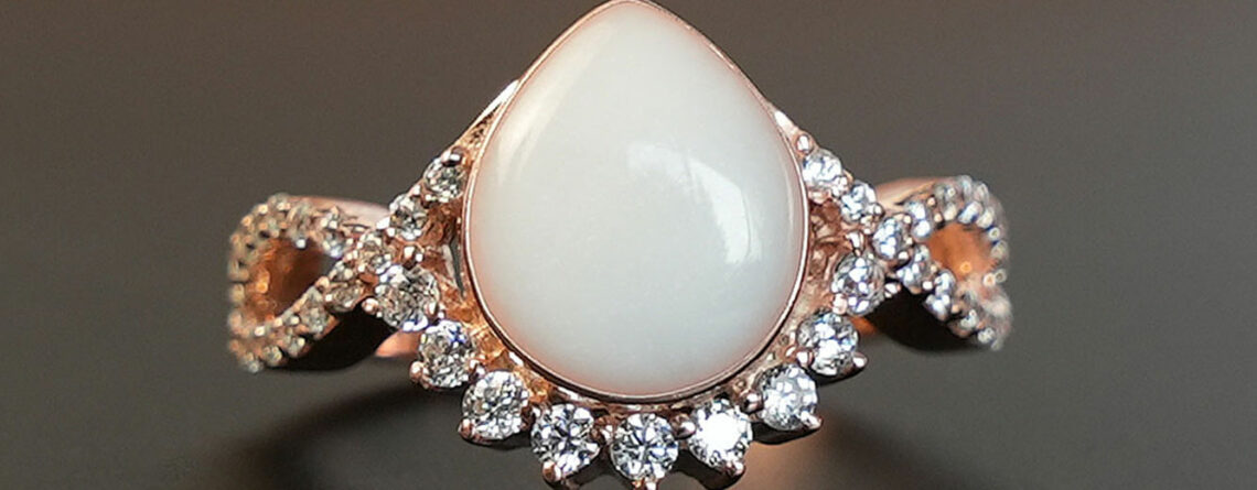 breastmilk jewelry ring crystals teardrop birth month color crystals teardrop from KeepsakeMom rose gold