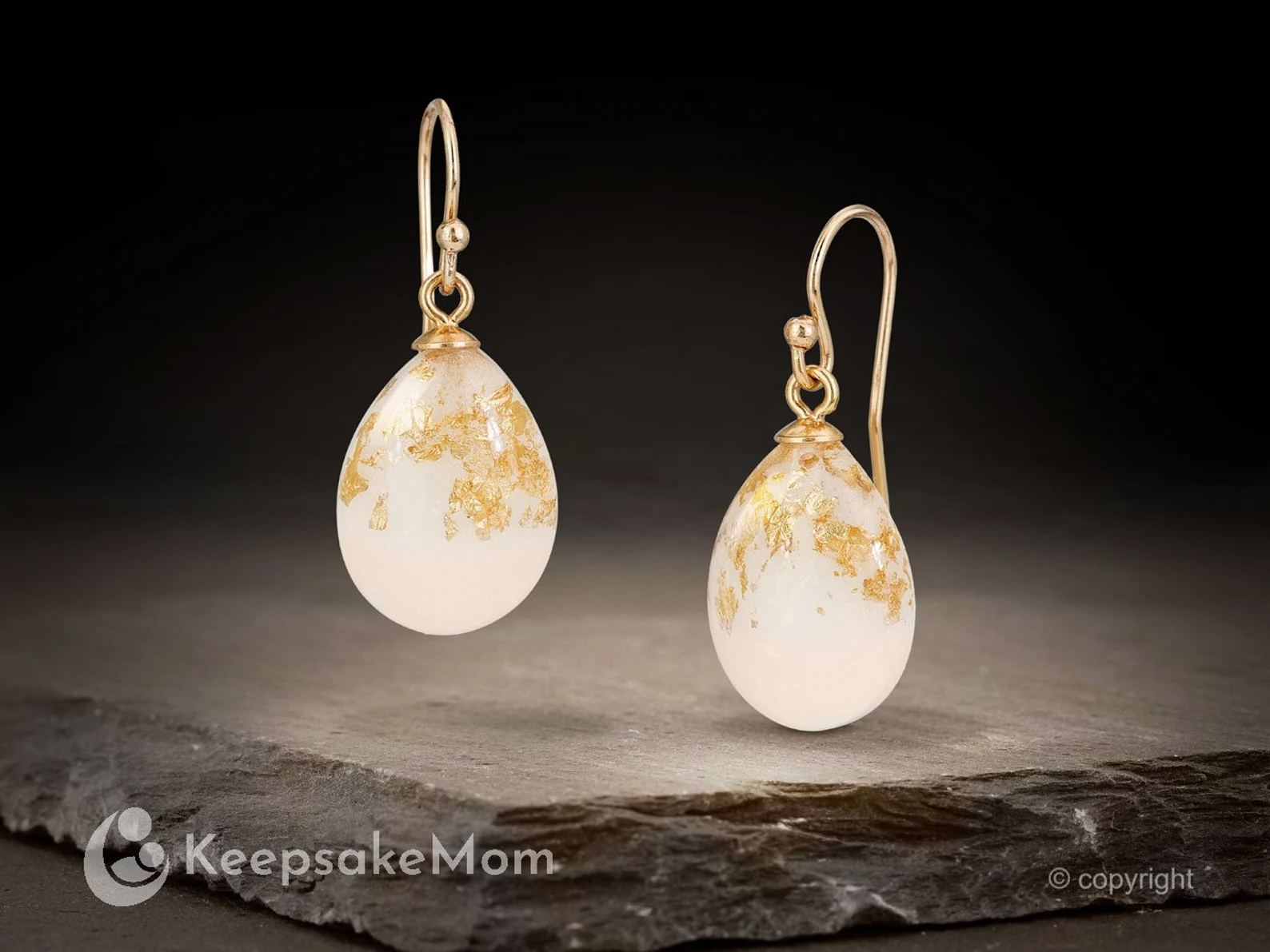 breastmilk jewelry drop or teardrop shaped hooks earrings KeepsakeMom gold