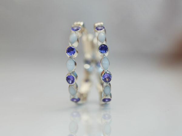 breastmilk jewelry earrings studded infinity marquise style birth month colored crystals or gems KeepsakeMom
