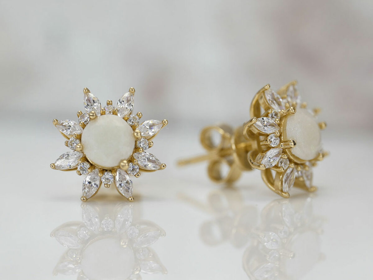 breastmilk jewelry fancy crystals star or flower shaped studded earrings KeepsakeMom pearl powder diamond breastmilk stones