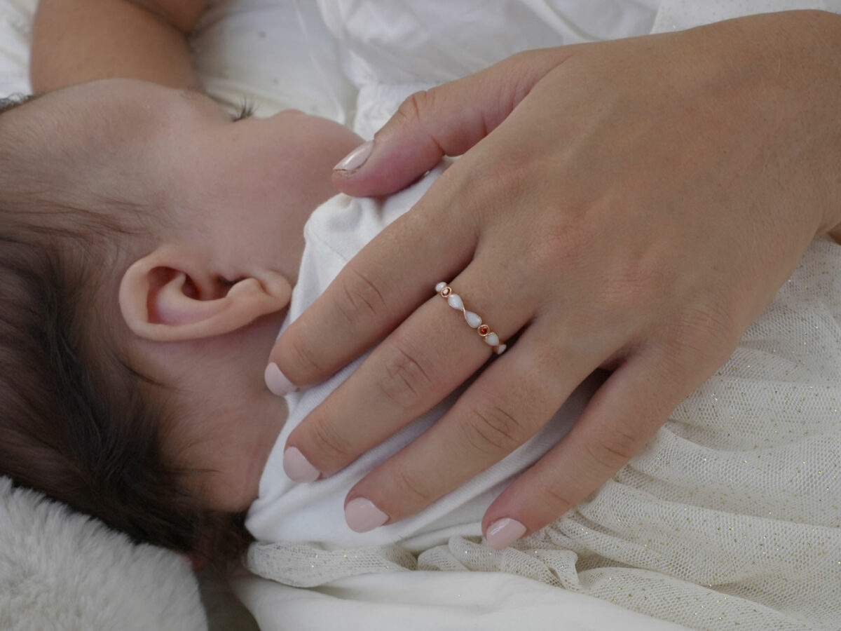 breastmilk jewelry fine band infinity ring model mother baby from KreepsakeMom