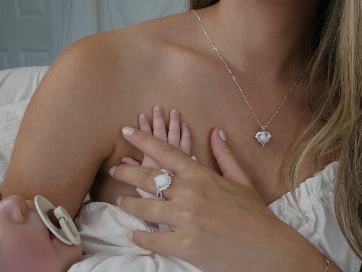 breastmilk jewelry ring and necklace model mother baby from KreepsakeMom