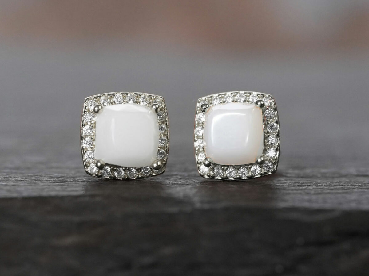 breastmilk jewelry fancy crystals square diamond shaped stones studded earrings KeepsakeMom sterling silver