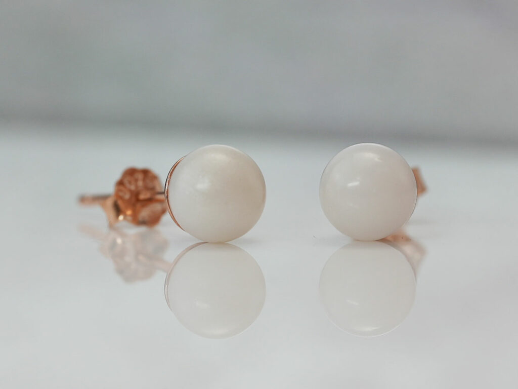 breastmilk jewelry earrings pearl studs birth month color June from KeepsakeMom