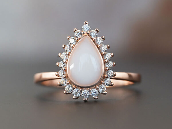 breastmilk ring drop teardrop shape crystals around in rose gold keepsakemom