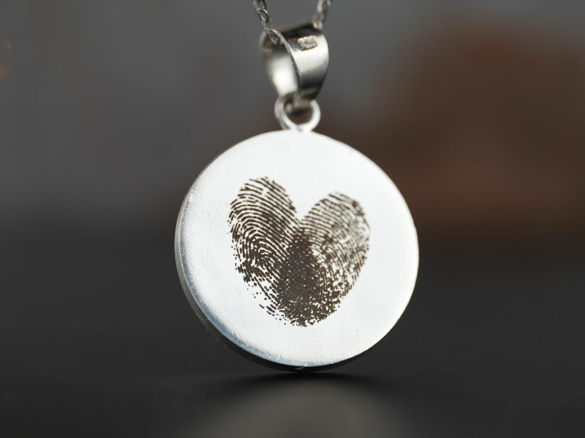 breastmilk jewelry keepsake back of the disc necklace engraving for thumbprints