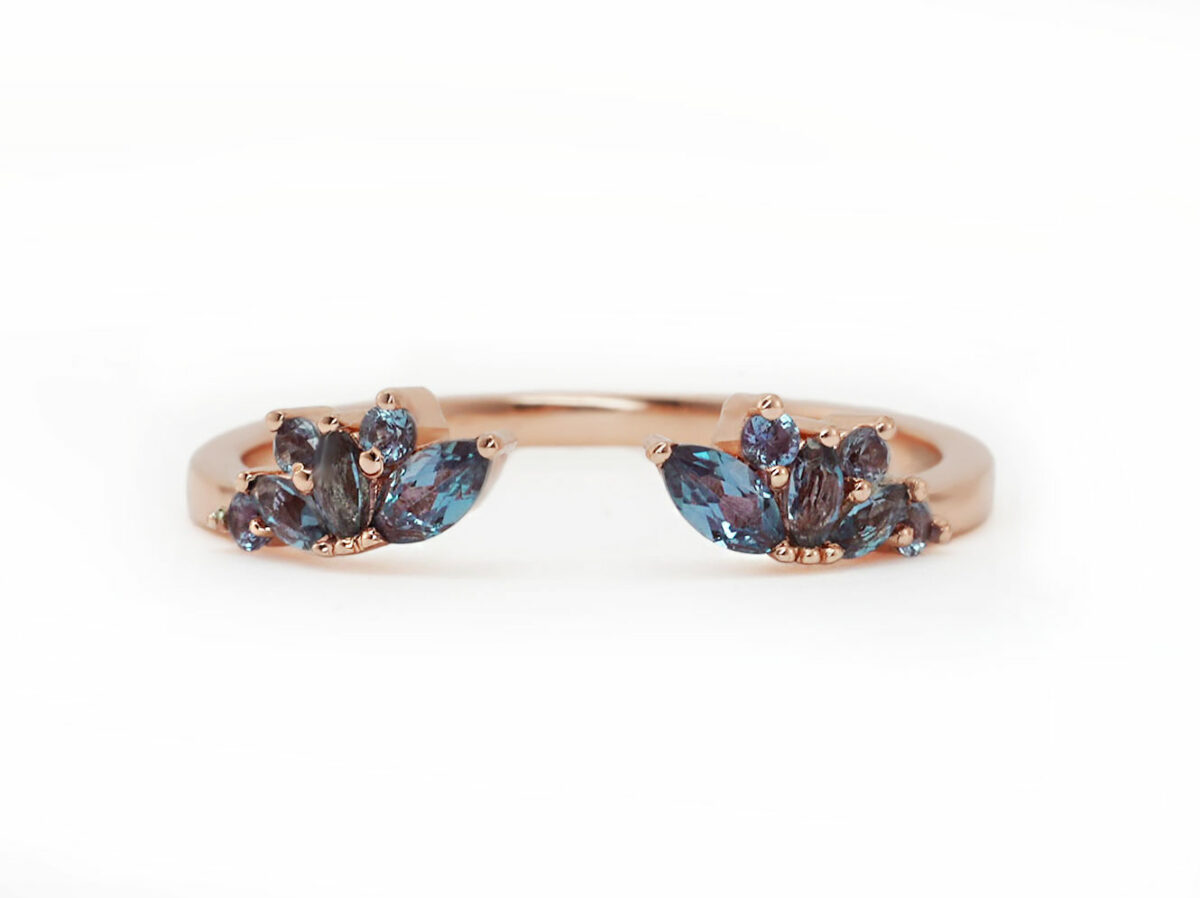 breastmilk jewelry add-on ring fine band KeepsakeMom rose gold blue crystals in a shape of wings adjustable