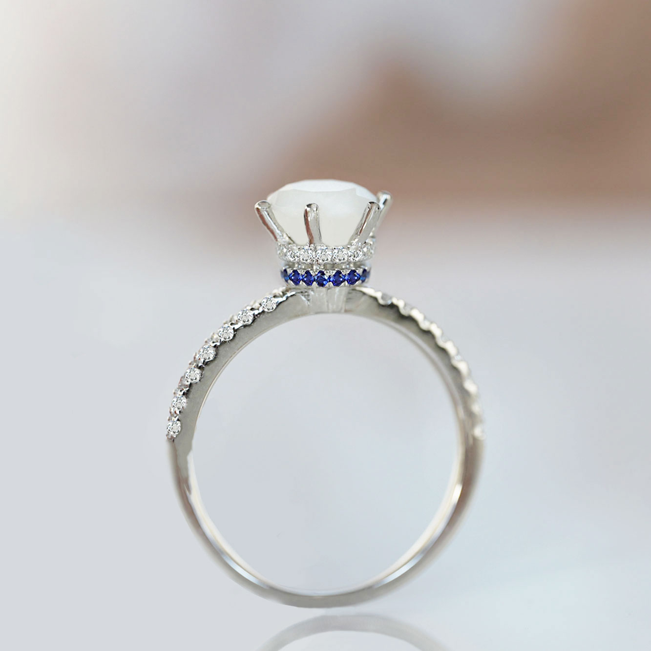 Breastmilk Jewelry Ring Proncess Cut Style White Gold Keepsakemom Sapphires