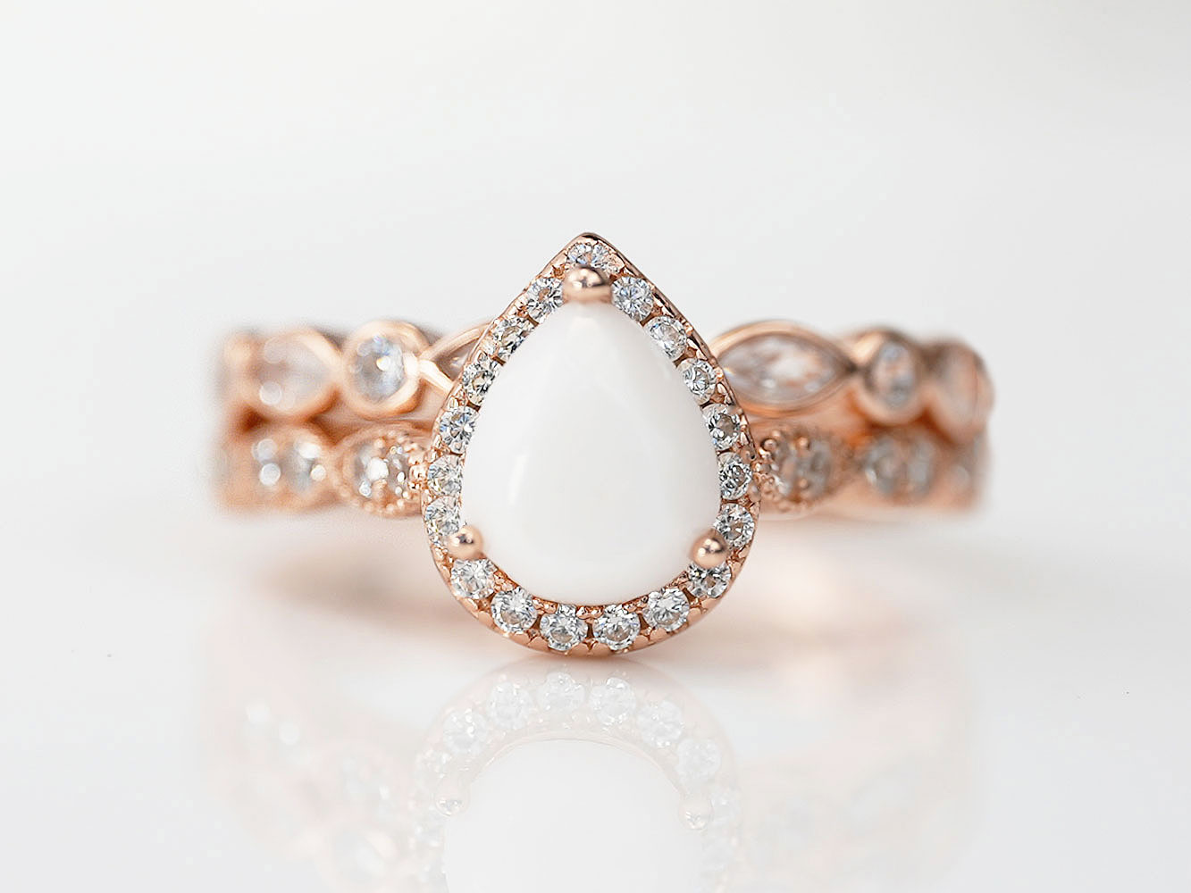 Breastmilk Jewelry Ring Set Teardrop Rose Gold Keepsakemom (2)