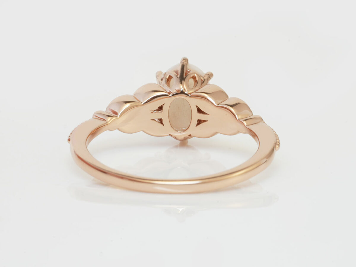 breastmilk ring oval stone sterling silver ring from KeepsakeMom rose gold plating back view