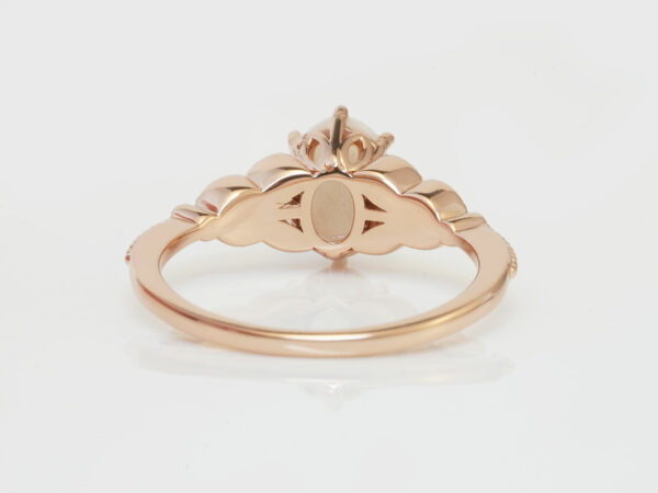 breastmilk ring oval stone sterling silver ring from KeepsakeMom rose gold plating back view