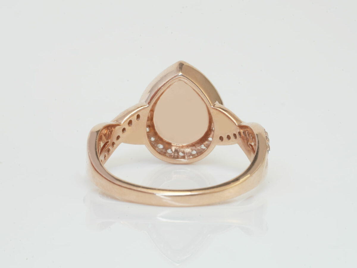 back of the teardrop breast milk ring rose gold metal from Keepsake Mom
