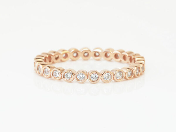 breastmilk jewelry add-on ring fine band KeepsakeMom rose gold clear round crystals all around