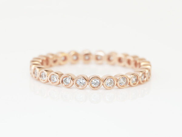 breastmilk jewelry add-on ring fine band KeepsakeMom rose gold clear round crystals all around