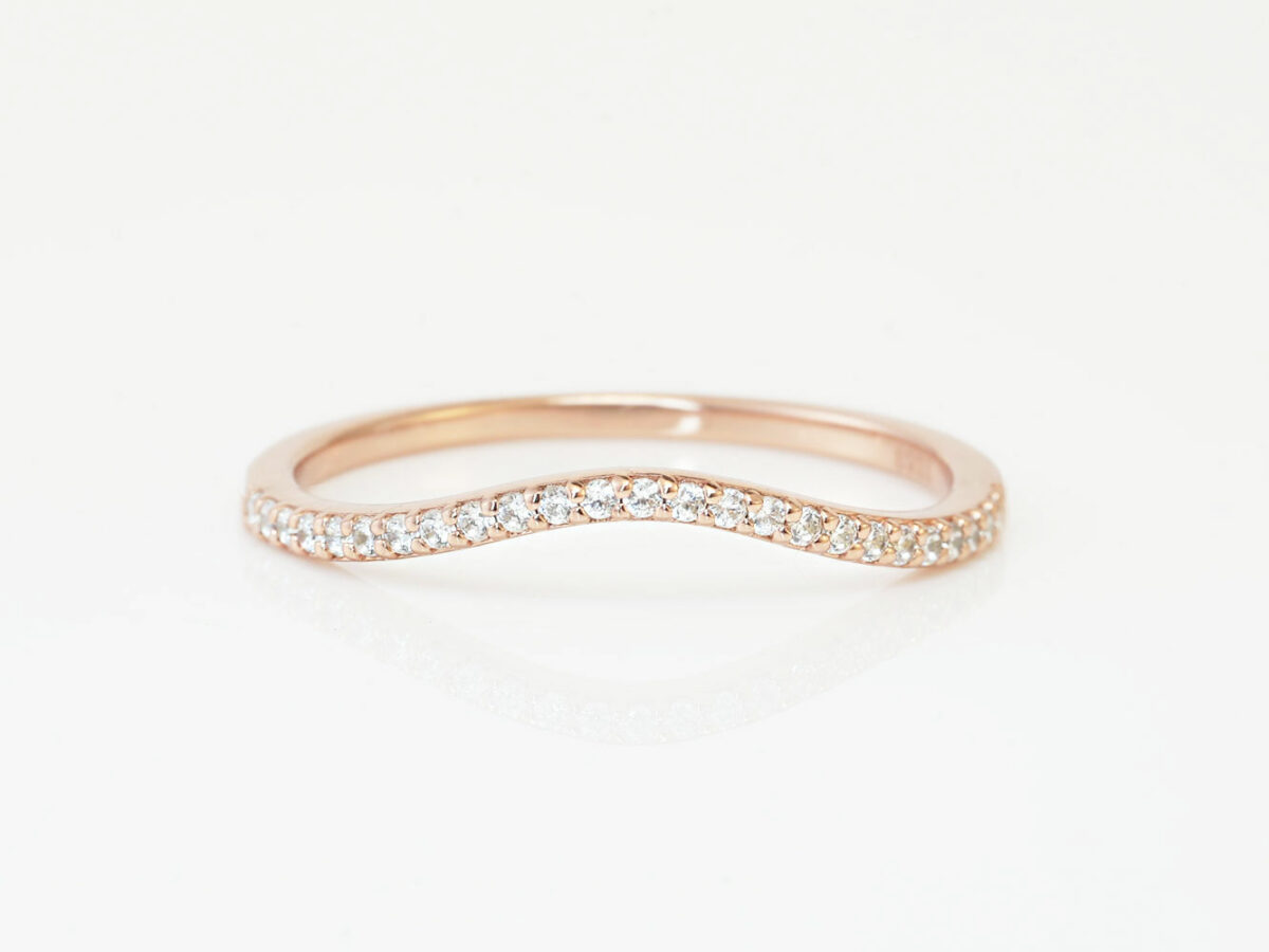 breastmilk jewelry add-on ring fine band KeepsakeMom rose gold clear crystals wave shaped