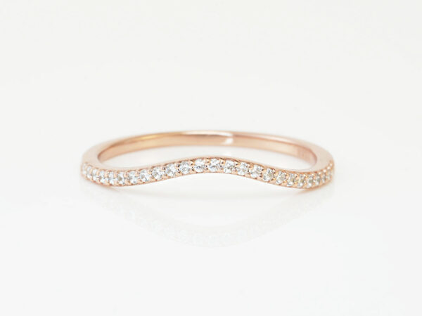 breastmilk jewelry add-on ring fine band KeepsakeMom rose gold clear crystals wave shaped