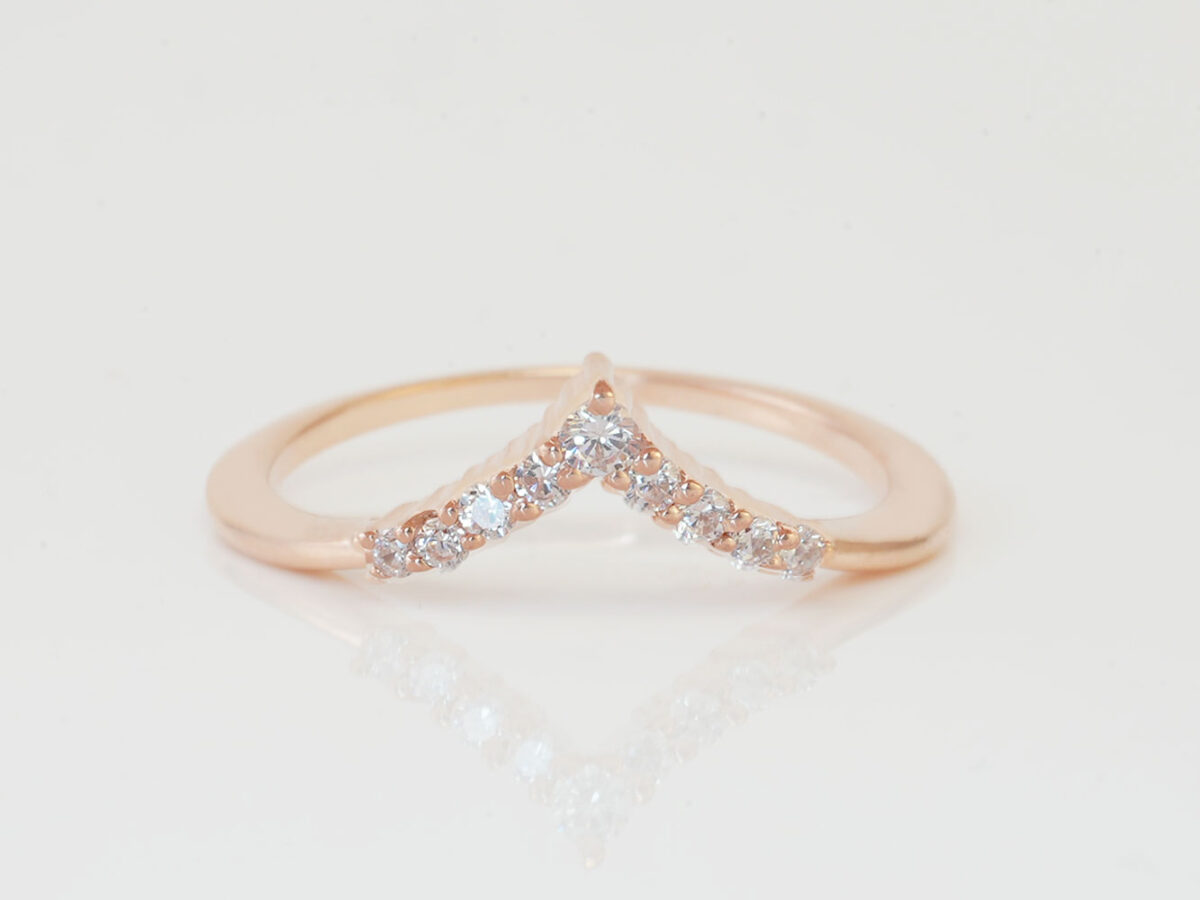 breastmilk jewelry add-on ring fine band KeepsakeMom rose gold clear crystals
