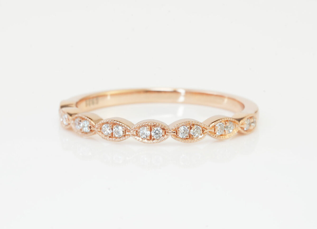 breastmilk jewelry add-on ring fine band KeepsakeMom rose gold clear crystals