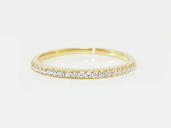 breastmilk jewelry add-on ring fine band KeepsakeMom yellow gold clear crystals