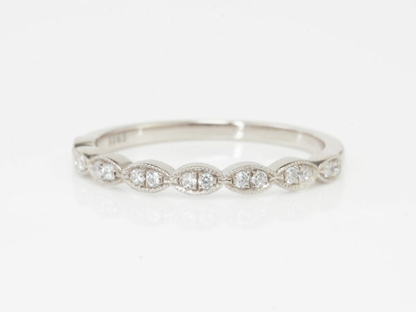 breastmilk jewelry add-on ring fine band KeepsakeMom sterling silver/white gold clear crystals