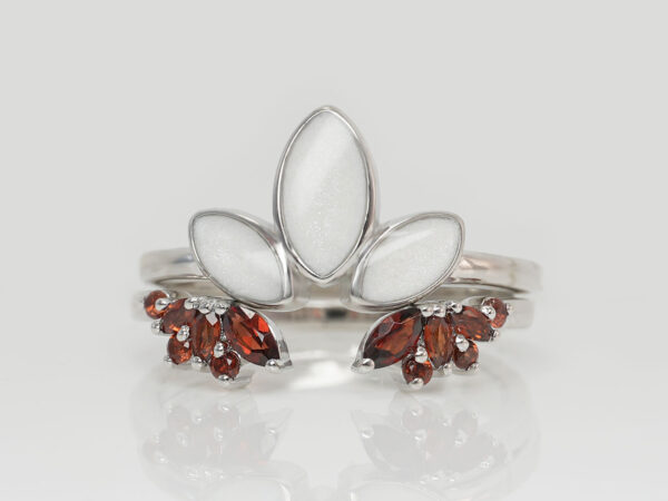 breastmilk jewelry ring set lotus garnet gems from keepsakemom