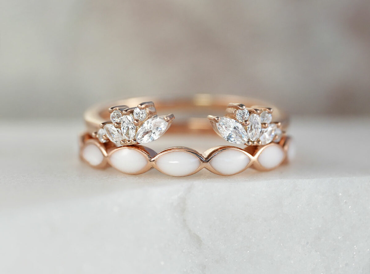 breast milk jewelry two ring set in rose gold plating and milk around the band from keepsakemom