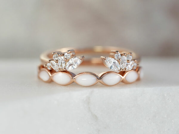 breast milk jewelry two ring set in rose gold plating and milk around the band from keepsakemom
