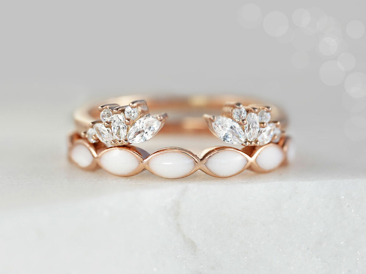 breast milk jewelry two ring set in rose gold plating and milk around the band from keepsakemom