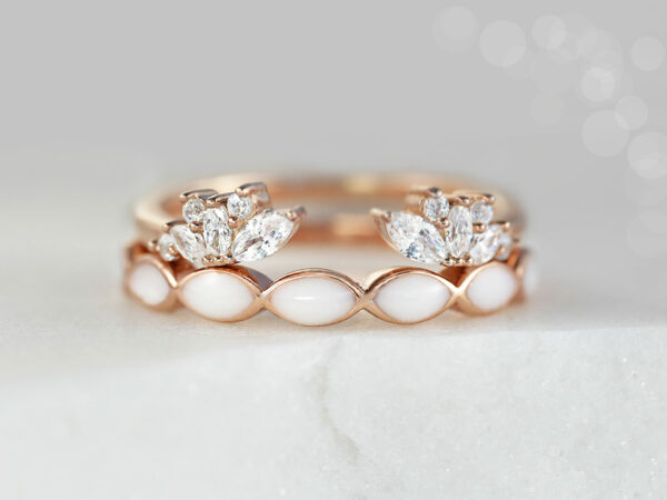 breast milk jewelry two ring set in rose gold plating and milk around the band from keepsakemom