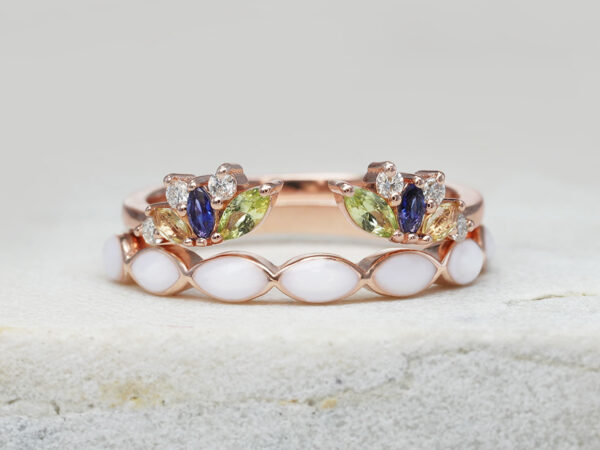 breast milk jewelry two ring set in rose gold plating and milk around the band from keepsakemom