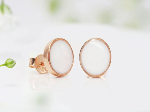 breastmilk jewelry rose gold oval simple studded earrings filled with breastmilk for diy kit from keepsakemom