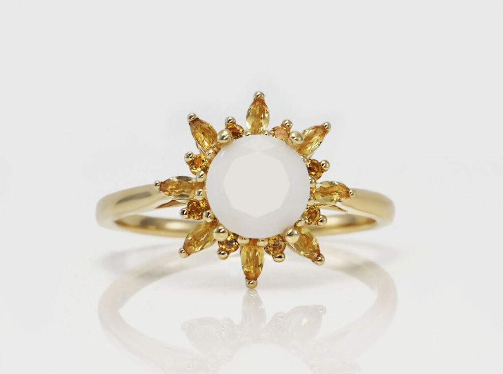 breastmilk jewelry star shape yellow gold ring with November birth month yellow citrine stone color from KeepsakeMom