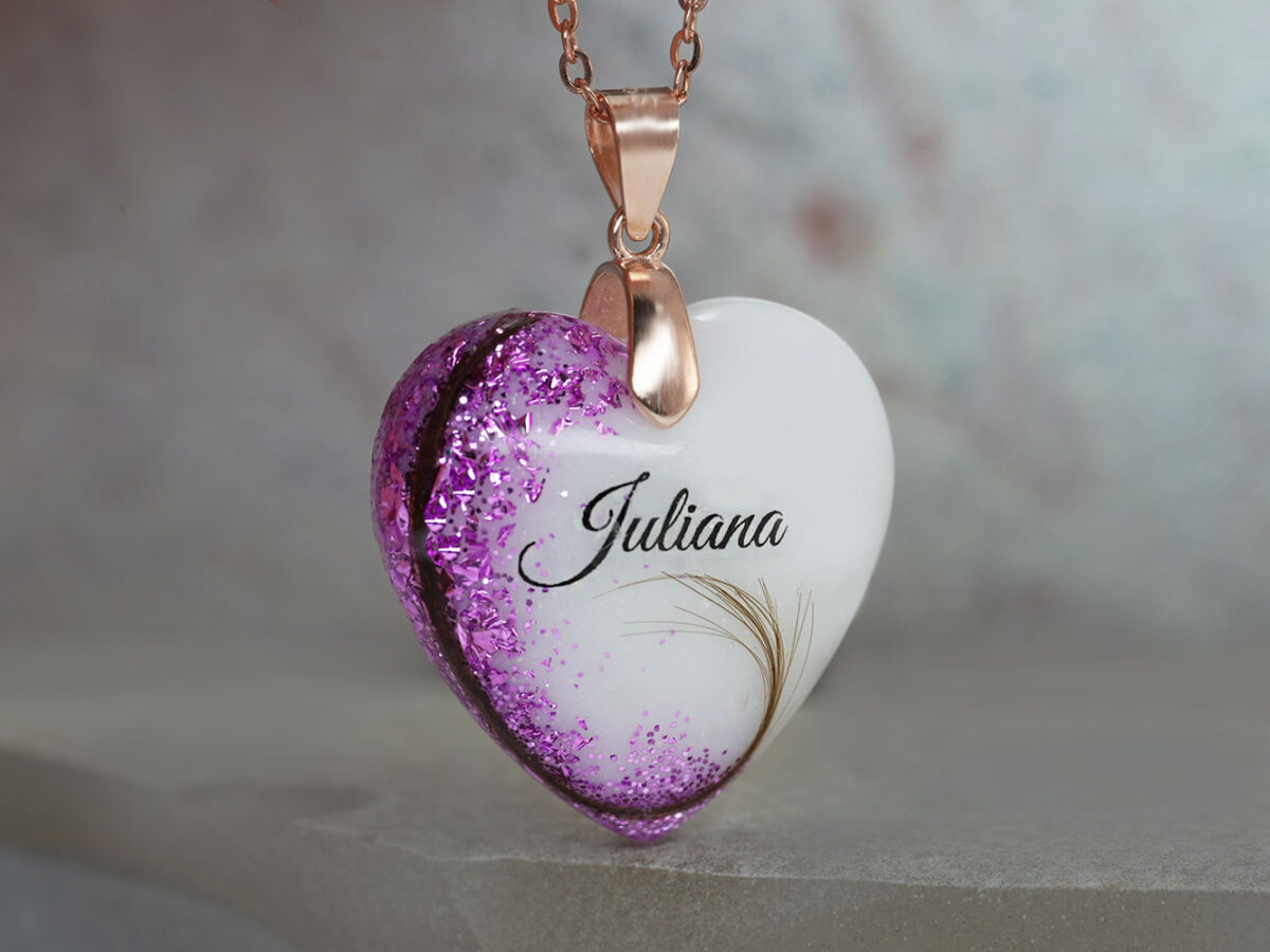 breastmilk-jewelry-heart-necklace-purple-flakes-hair-name-keepsakemom