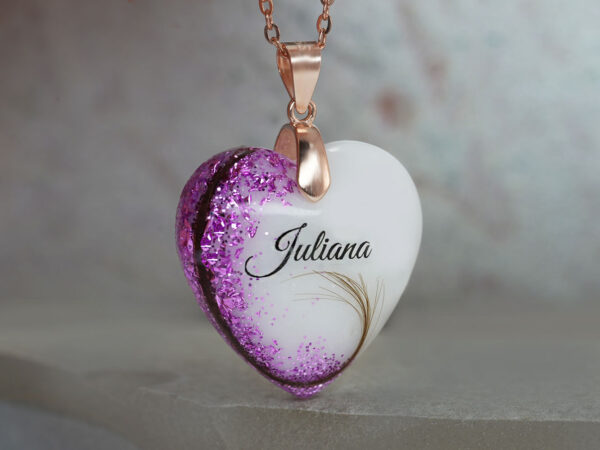 breastmilk-jewelry-heart-necklace-purple-flakes-hair-name-keepsakemom