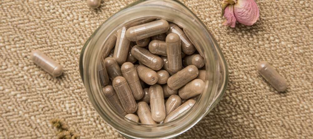 Jar full of encapsulated placenta pills