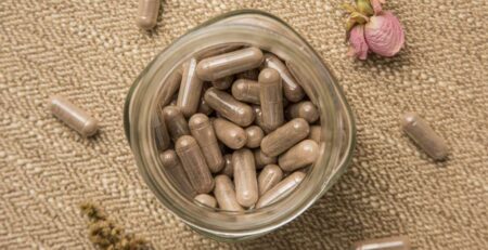 Jar full of encapsulated placenta pills