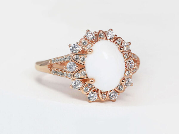 DIY kit breastmilk jewelry ring with halo crystals statement ring for DIY kit from KeepsakeMom on white background