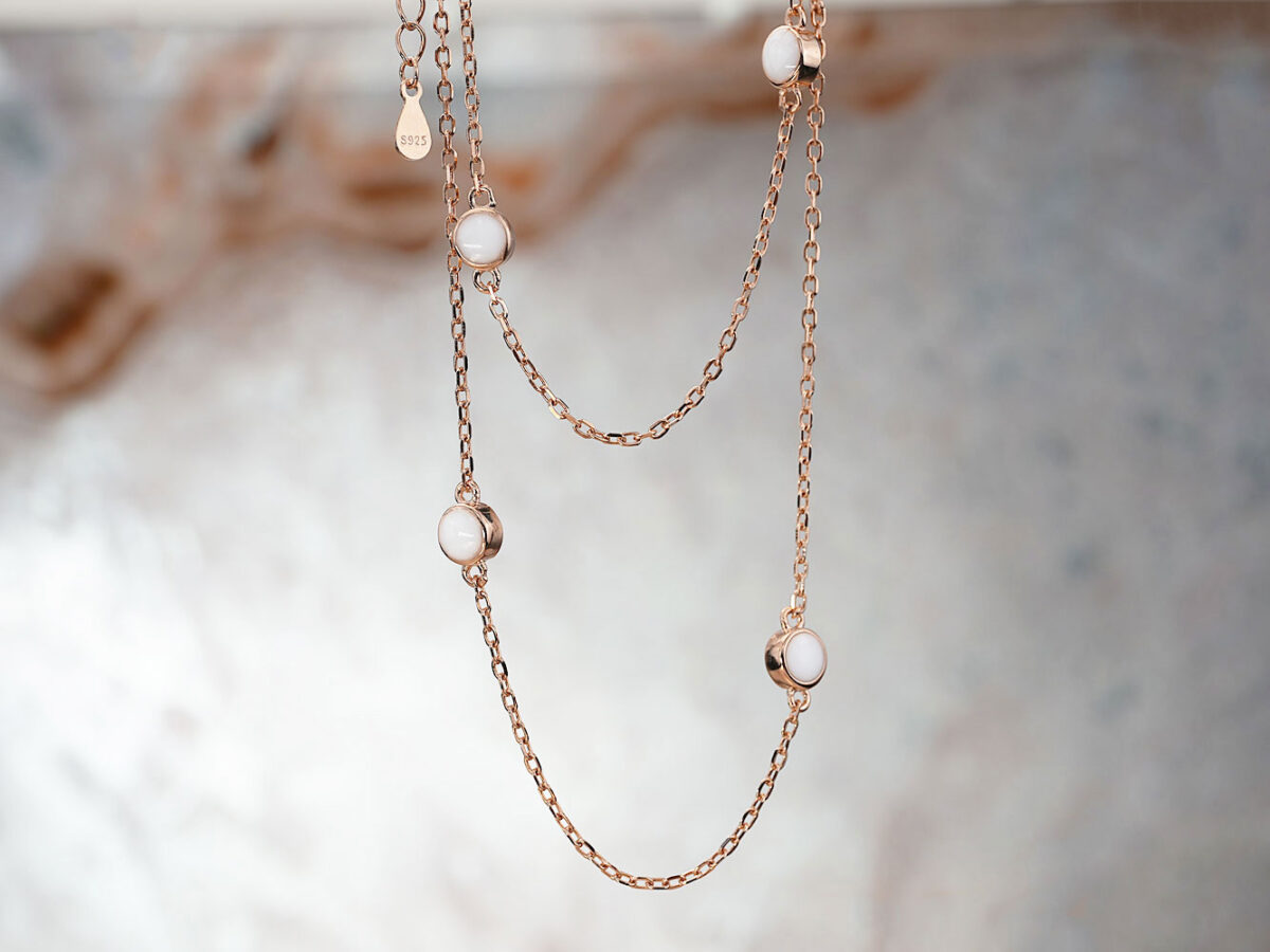 breastmilk jewelry fine dainty chain with six 4mm discs filled with breastmilk from KeepsakeMom
