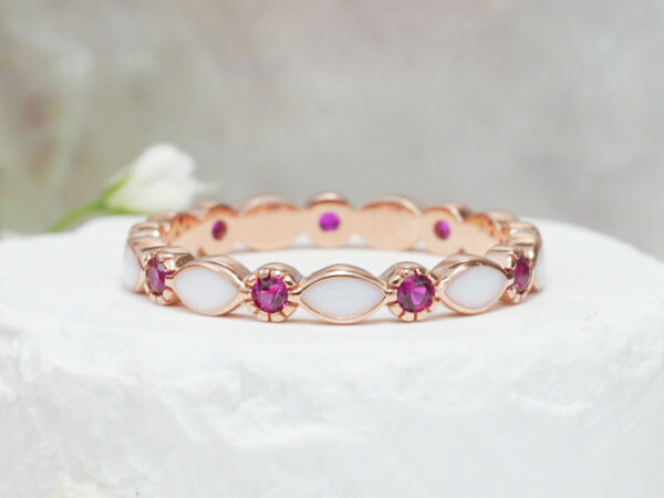 breastmilk-ring-fine-band-stackable-rose-gold-ruby-infinite-bond-keepsakemom