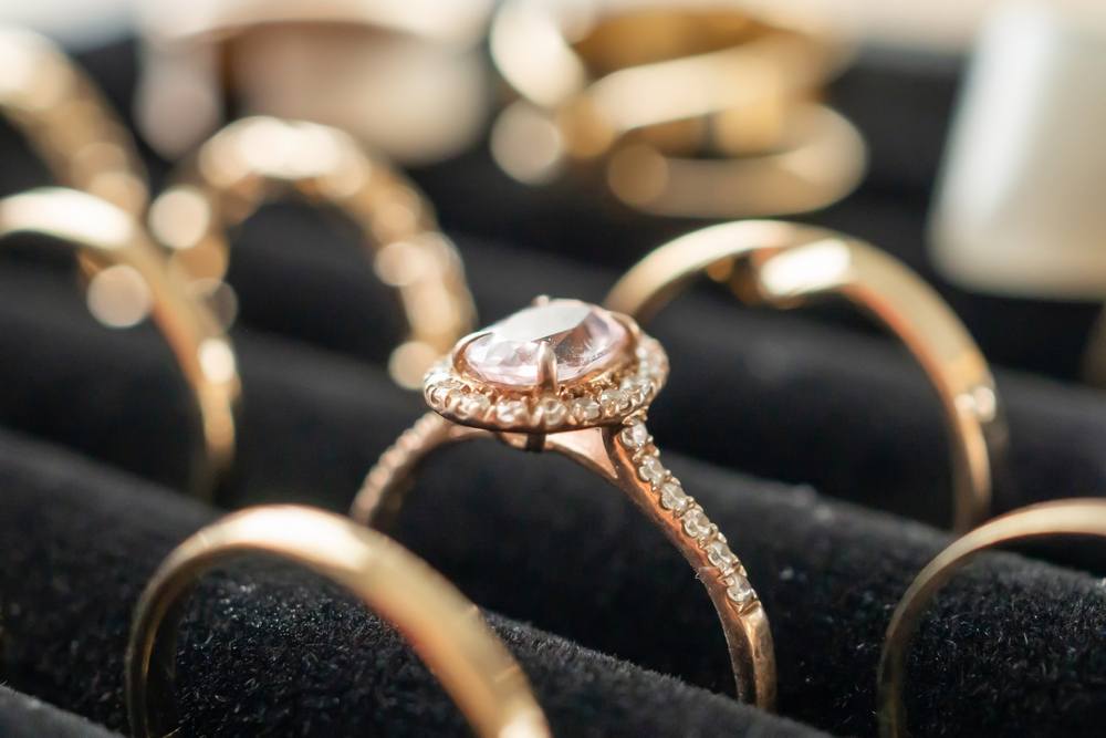 Close-up of fine jewelry diamond ring