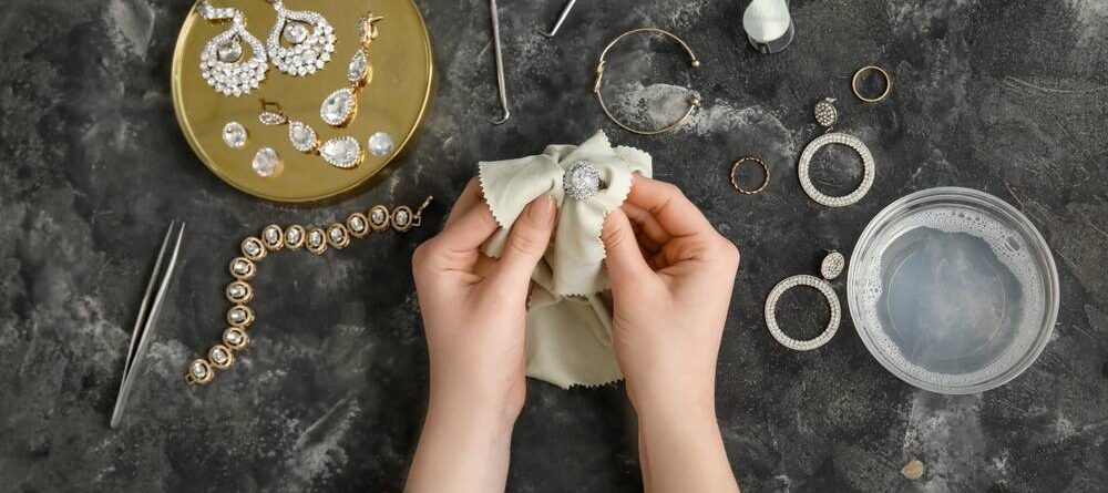 Woman cleaning her fine jewelry