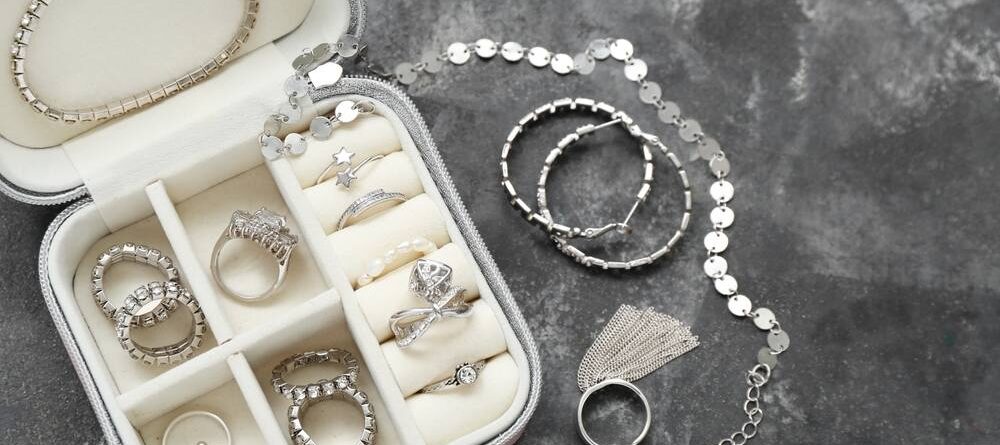 Silver jewelry in a jewelry box
