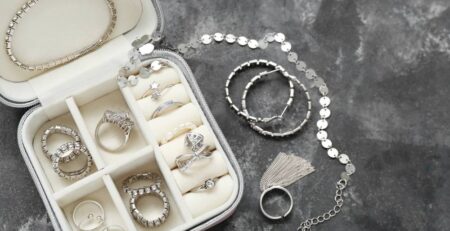 Silver jewelry in a jewelry box