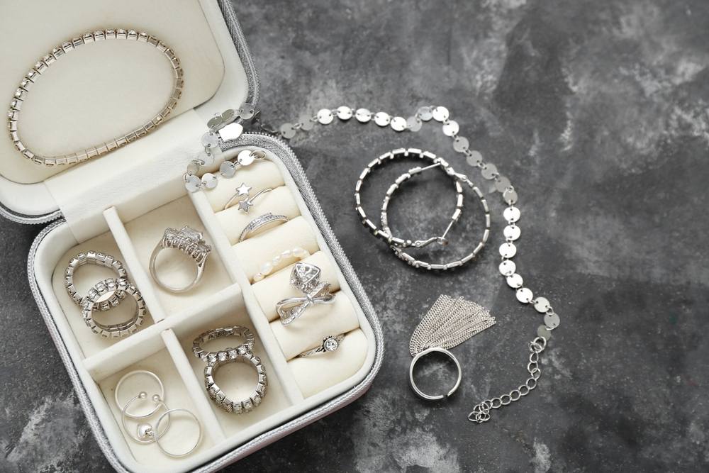 Silver jewelry in a jewelry box