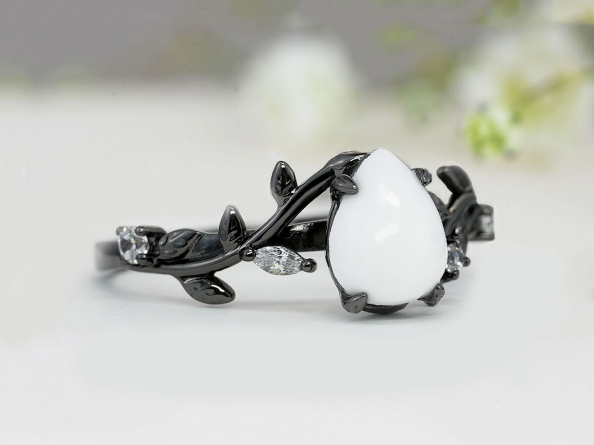 breastmilk jewelry black gold leaves/ branch ring for DIY kit from KeepsakeMom