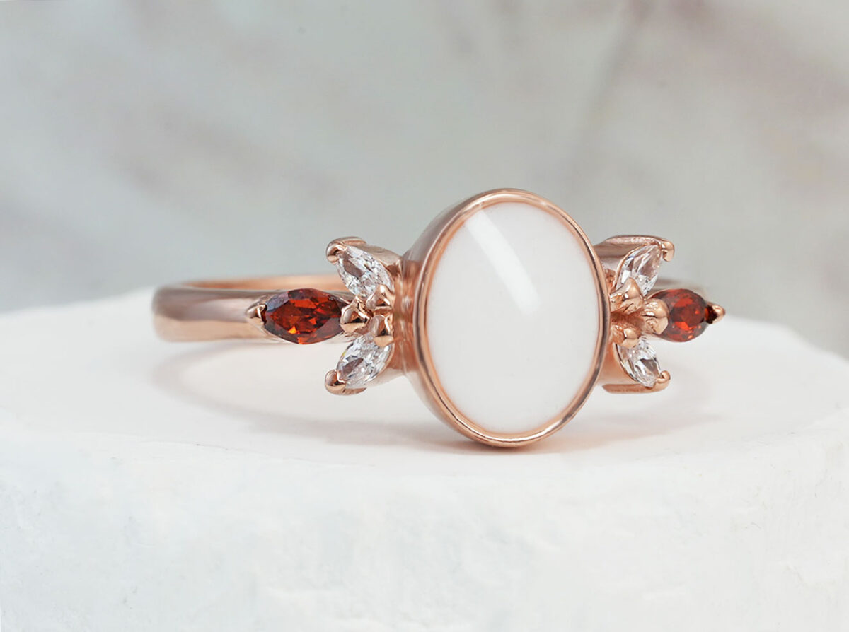 Breastmilk Ring Oval Crystals Ruby Keepsakemom