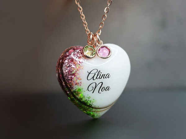 2 Children Heart, Birth Color Flakes on One Side - Image 1