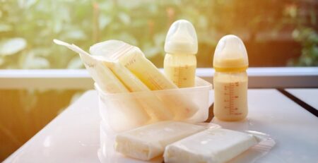 Breastmilk storage on a counter